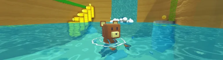 Baaren swimming in Super Bear Adventure gameplay