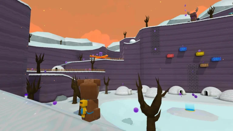 Baaren in the snowy Hardcore Mode level of Super Bear Adventure