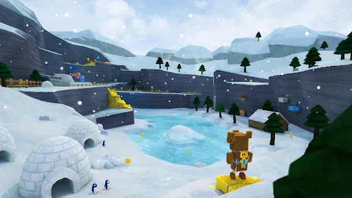 Baaren standing in Snow Valley in Super Bear Adventure